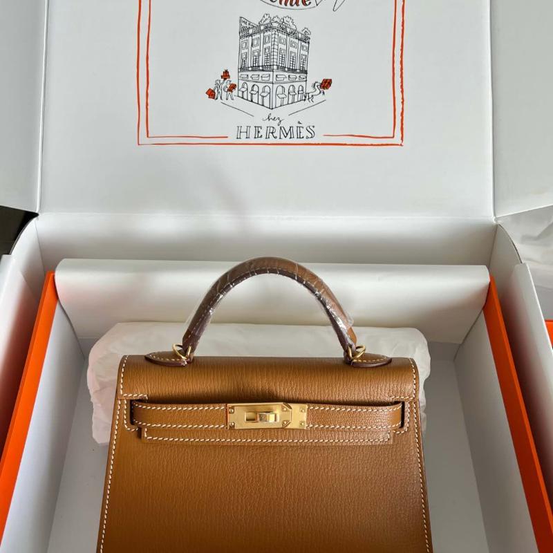 Hermes Kelly 19 second-generation goat skin gold buckle gold brown